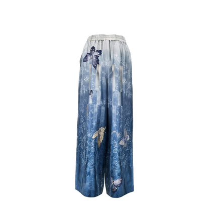 MAYFEYR - Pierre Louis Mascia - Light Blue Printed Silk Trousers - ALOESPT11094518116101