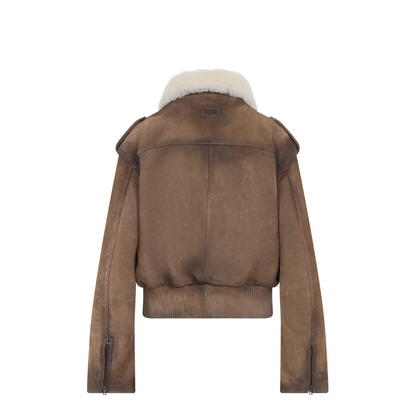 MAYFEYR - Acne Studios - Camel Brown Leather Bomber Jacket - A70233640