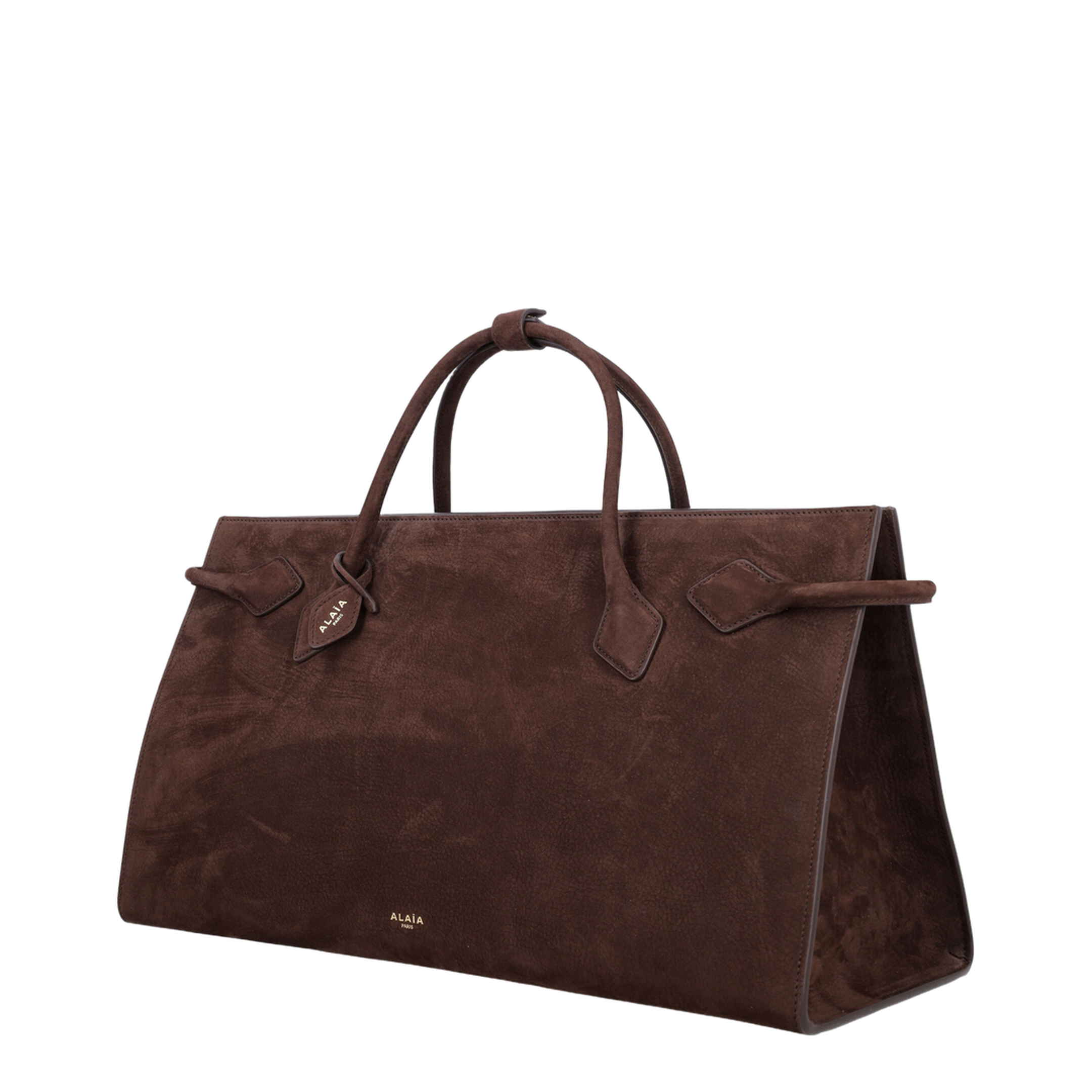Le Teckel Nubuk Calfskin Tote - Brun Foncé