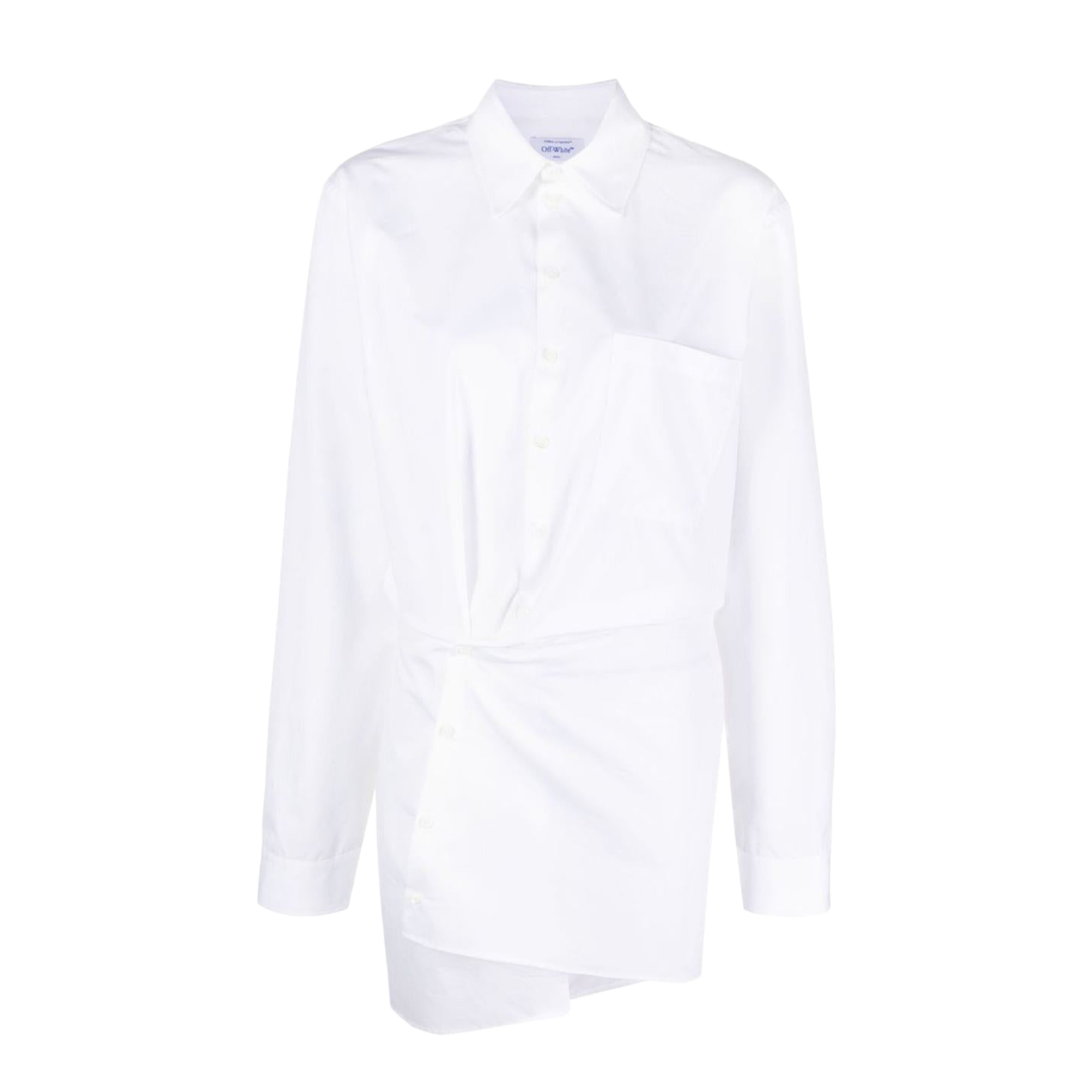 Asymmetric Cotton Shirt Dress in White