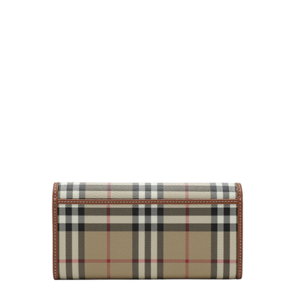 Check Continental Wallet In Coated Cotton Blend Beige