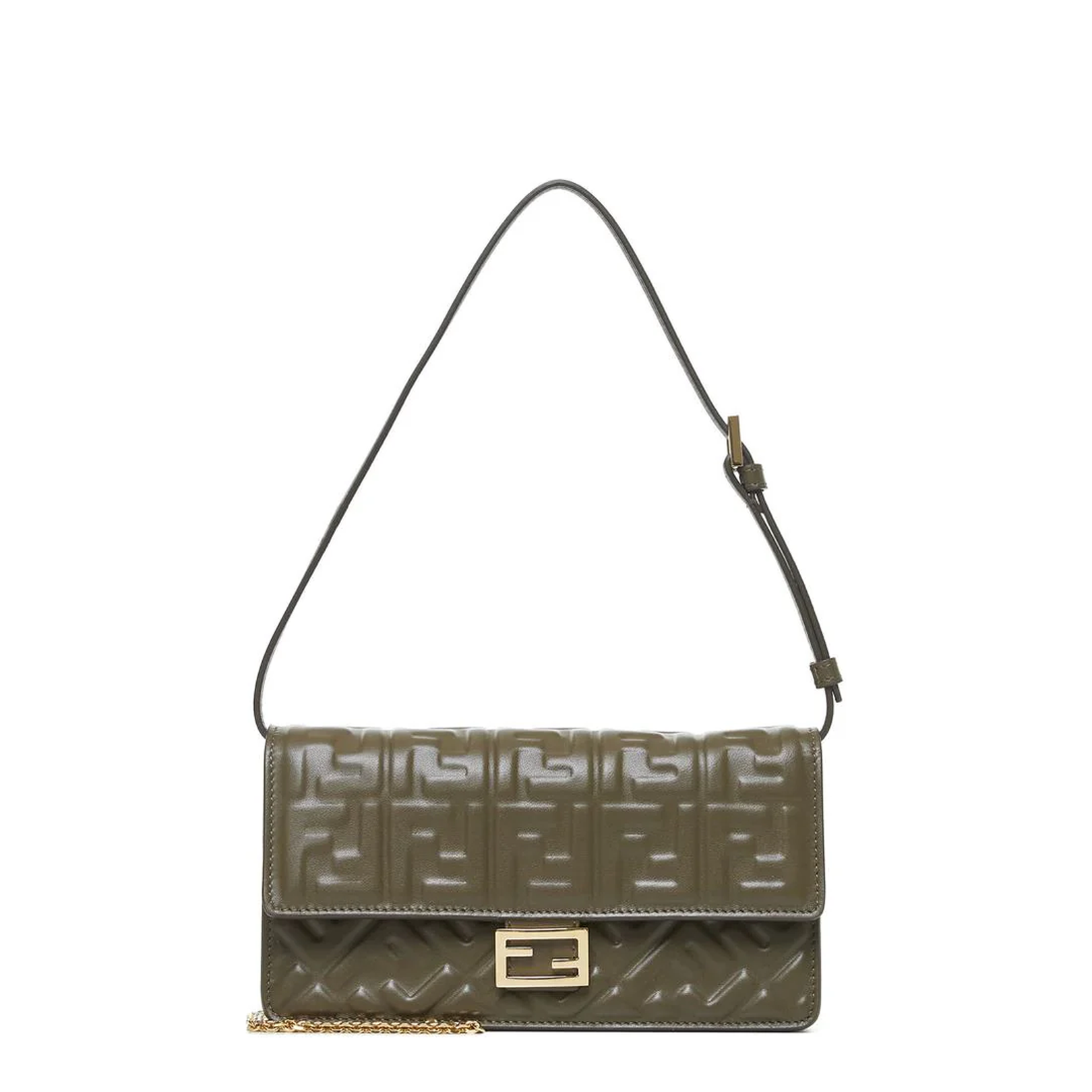 Wallet On Chain Baguette Leather Green