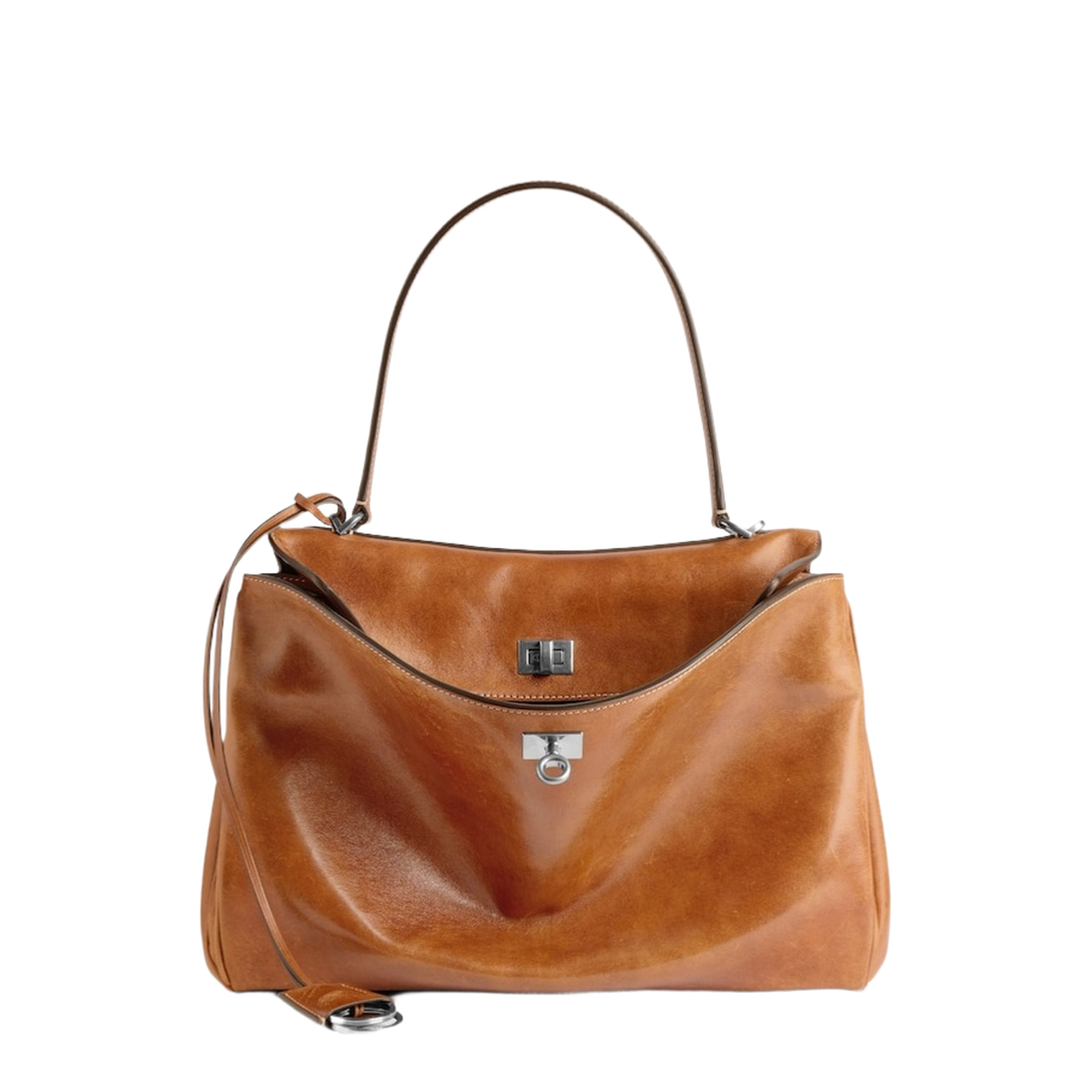 Caramel Leather Medium Rodeo Handbag