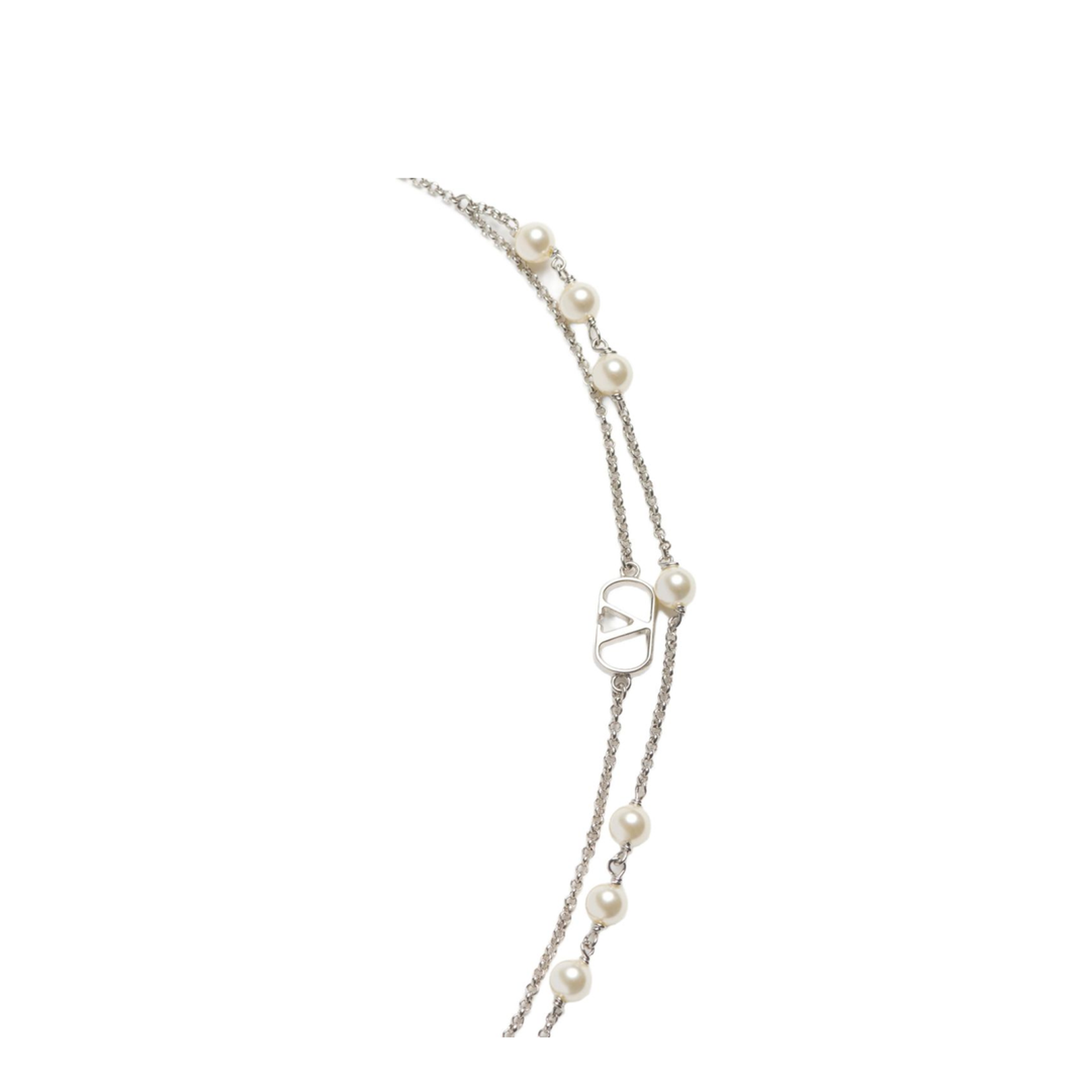 Vlogo Signature Metal Necklace With Swarovski Pearls