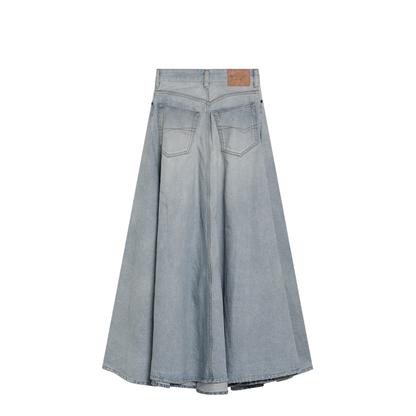 Godet Maxi Skirt in Dirty Light Blue