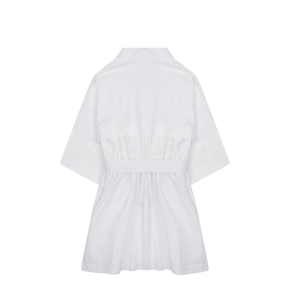 Mini Chemisier Dress in White Poplin