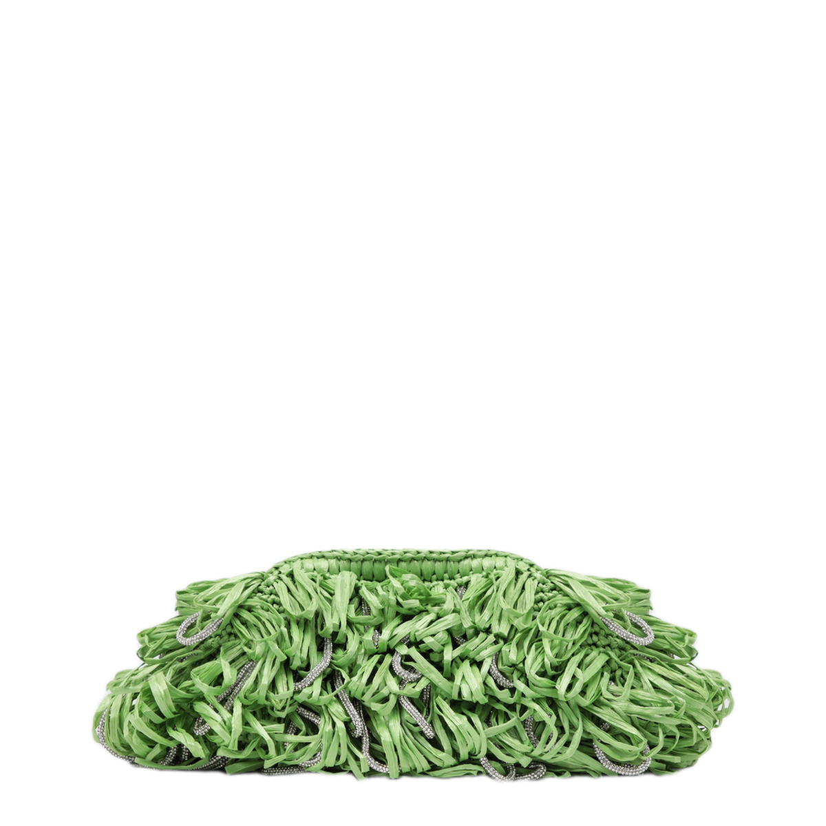 MAYFEYR - Hibourama - Beatrix Apple Green Clutch With Raffia Fringes - BEATRIXNFAG