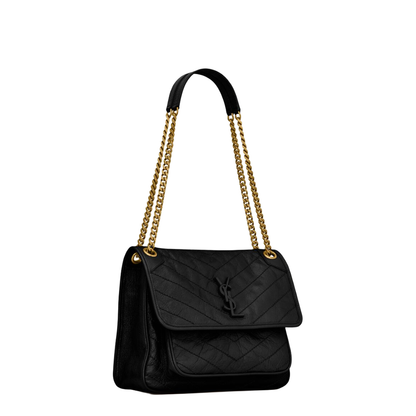 Niki Leather Shoulder Bags - Black