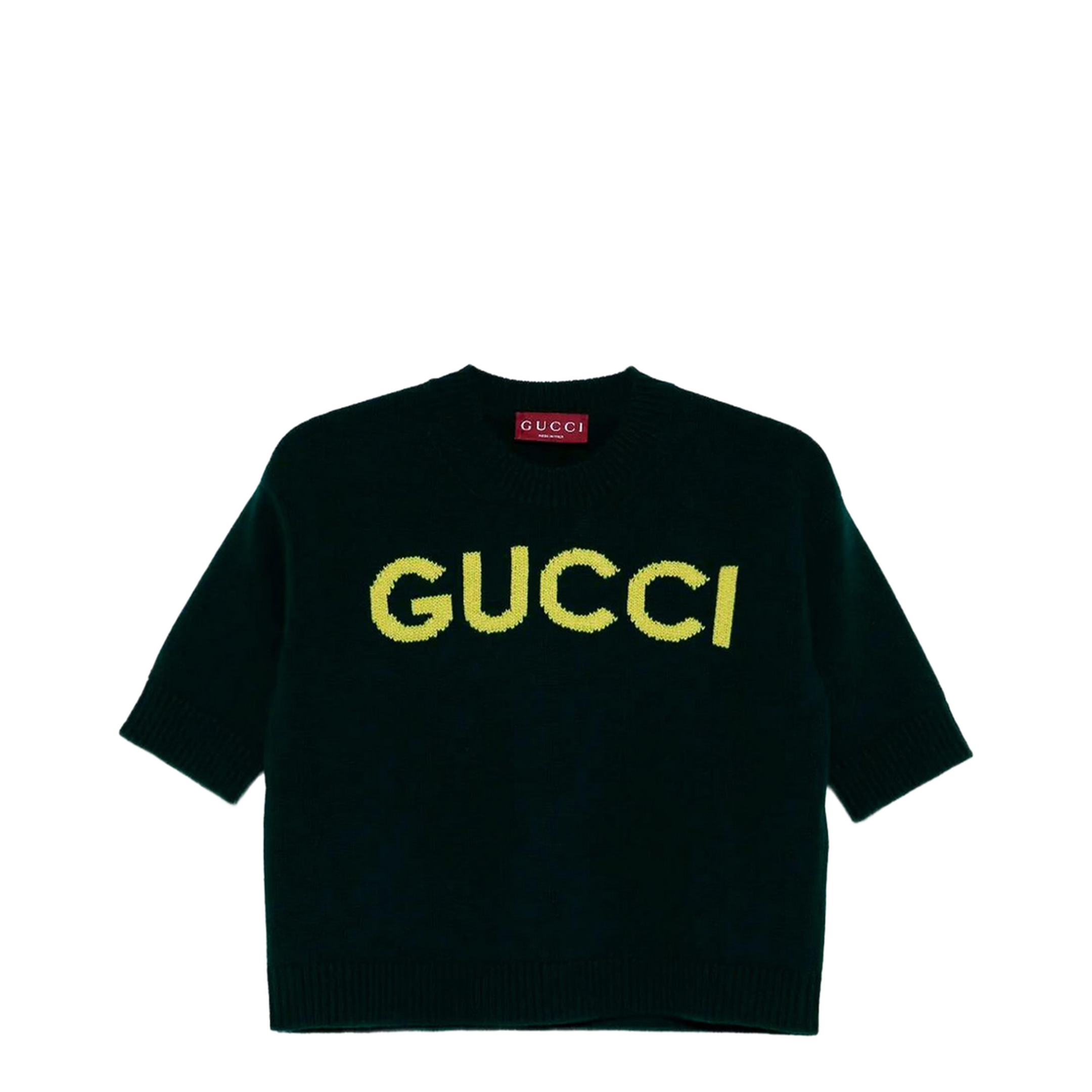 Soft Wool Top with Intarsia in Dark Green