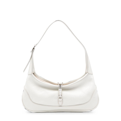 Jackie Slim Medium Soft Grain Leather Shoulder Bag - White