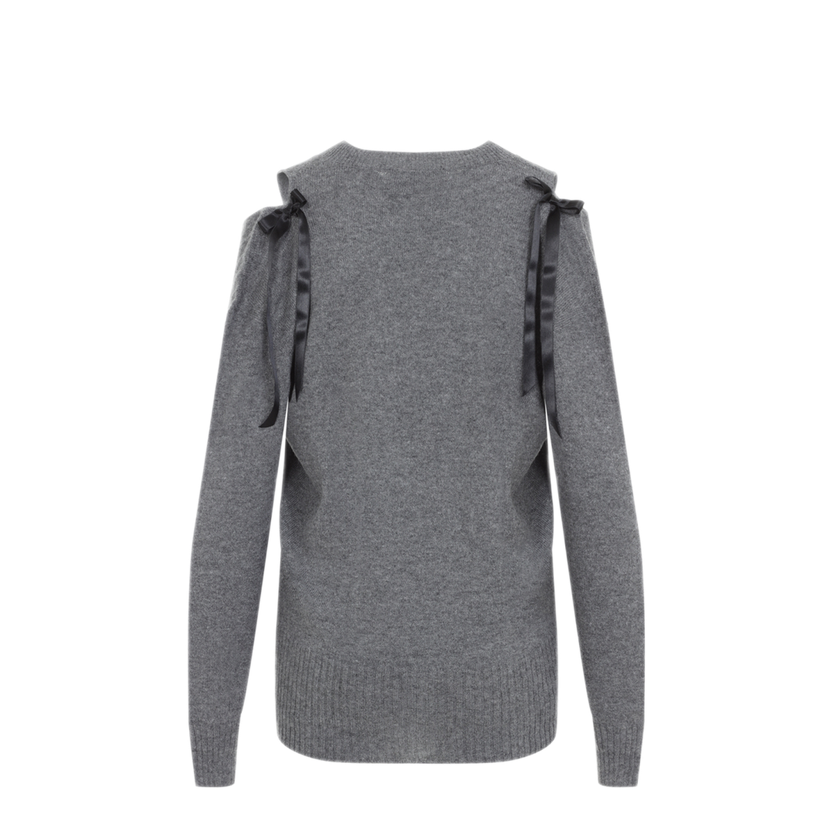 MAYFEYR - Simone Rocha - Relaxed Cashmere Slash V Neck Jumper With Bow - COMK9E0667GREY