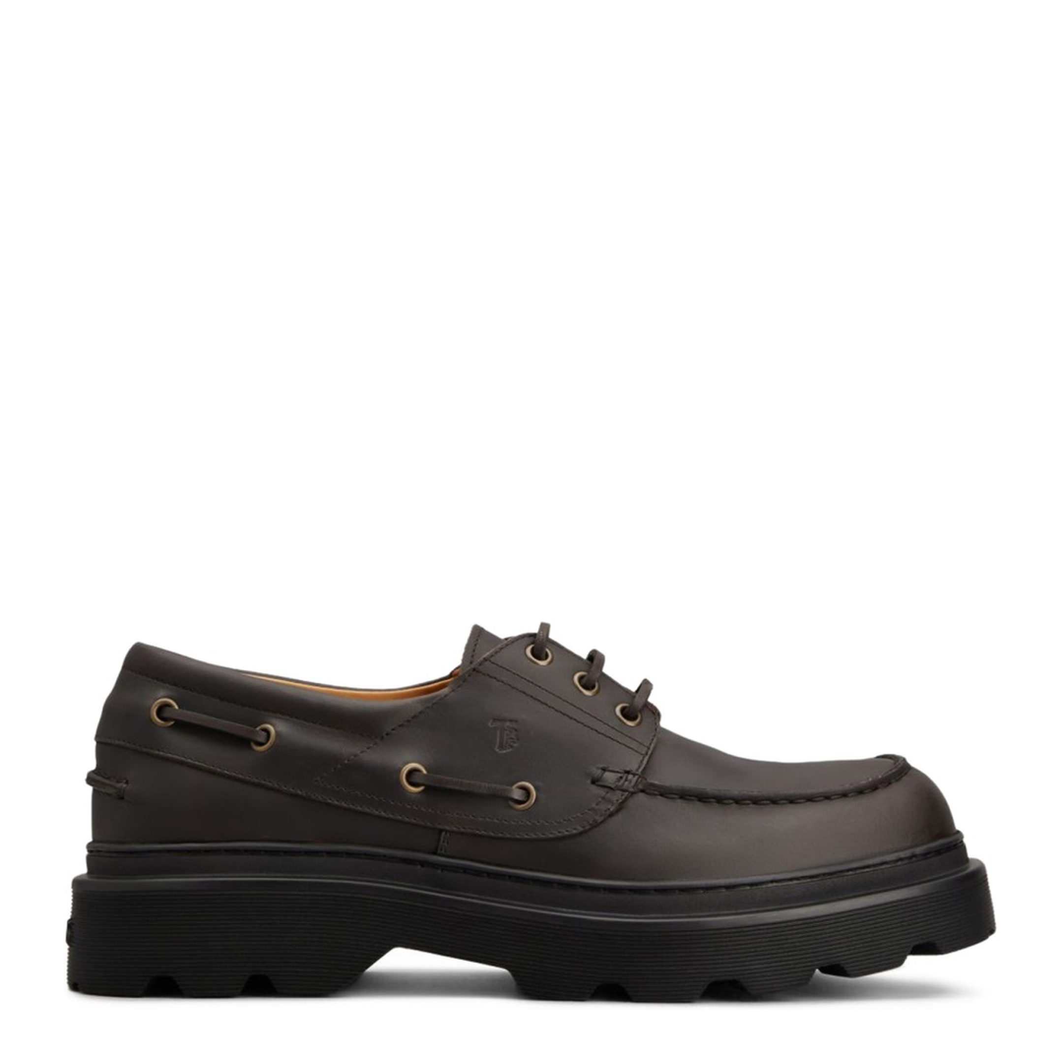 Coffee Brown Front Button Fastening Moc Stitching