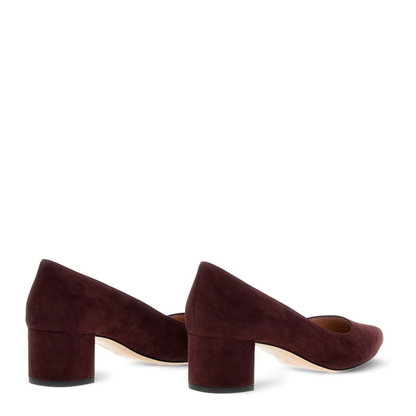 Suede Leather Pumps in Dark Red
