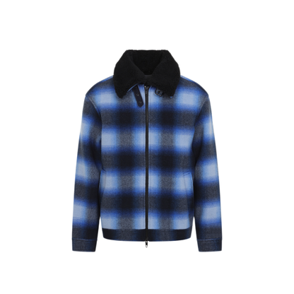 Plaid Wool Flannel Bomber Jacket