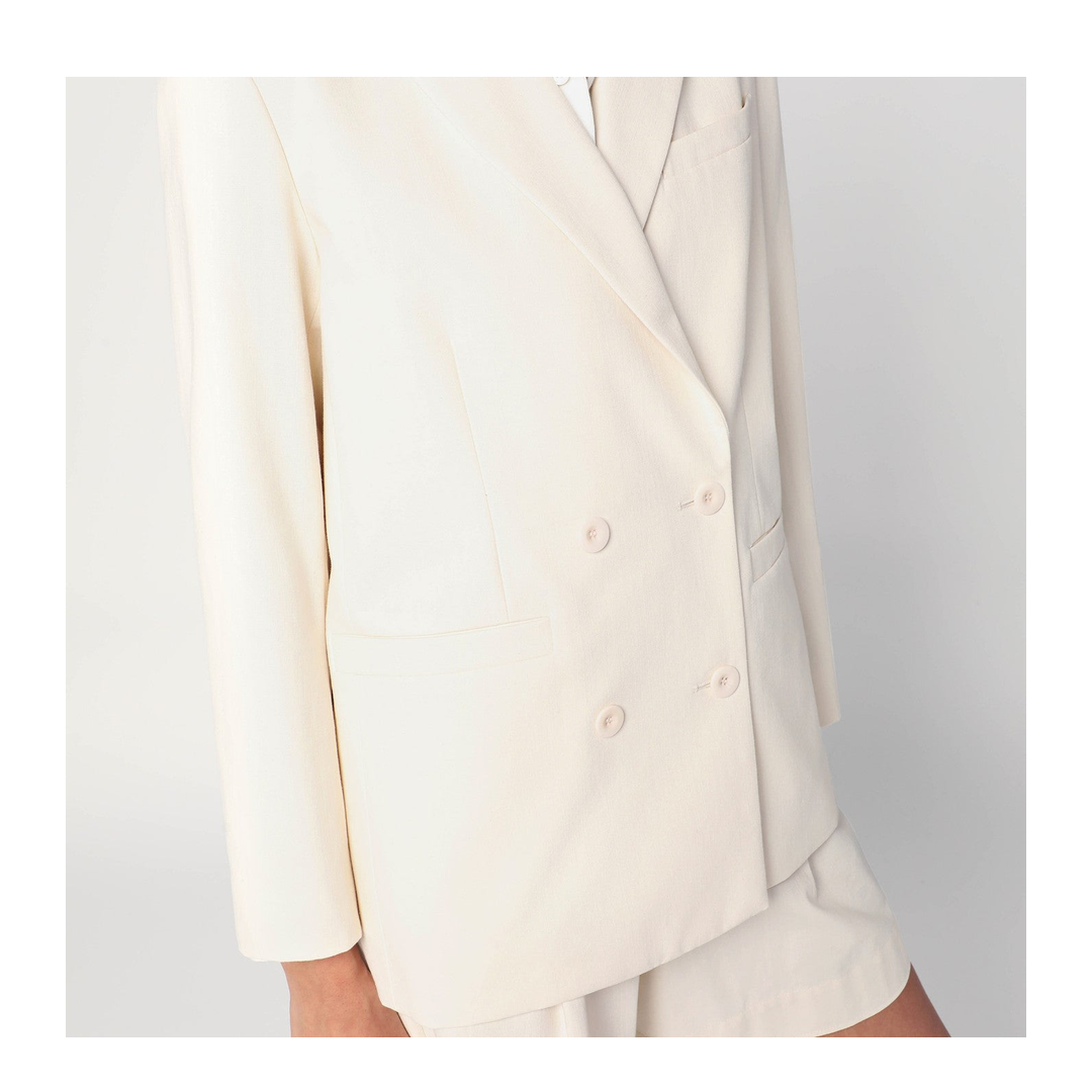 Double-Breasted Jacket In Ecru Cotton