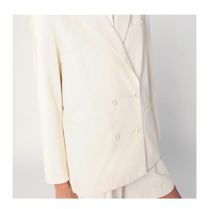 Double-Breasted Jacket In Ecru Cotton