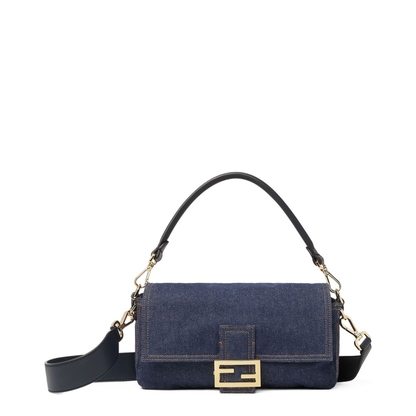 Baguette Medium Denim Shoulder Bag - Blue