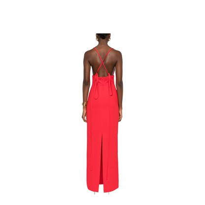 Cross-Back Straps Maxi Dress V-Neck