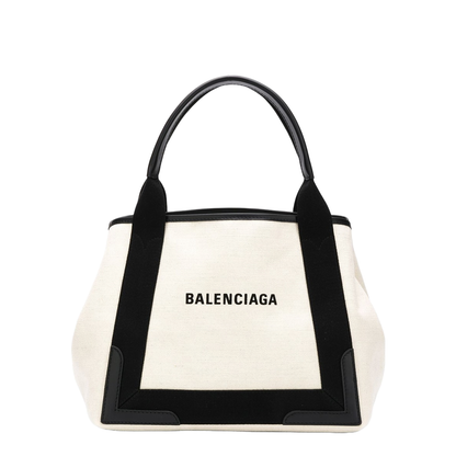 Navy Small Cabas in Beige