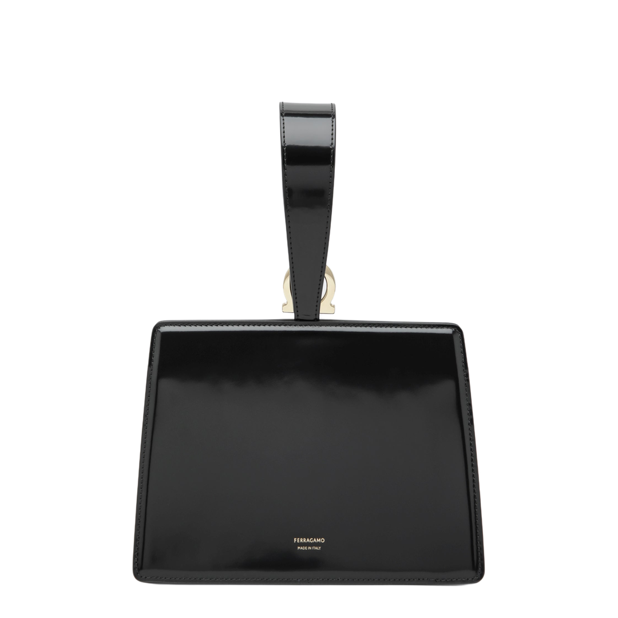 Double Gancini Mini Leather Clutch - Nero