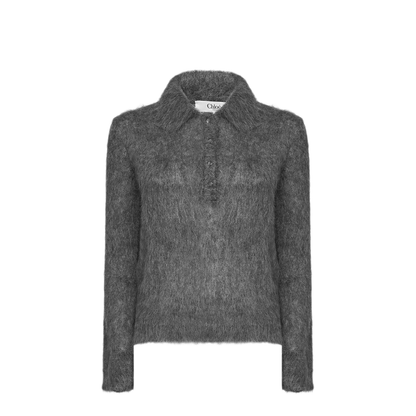 Smoky Grey Polo-Style Pullover