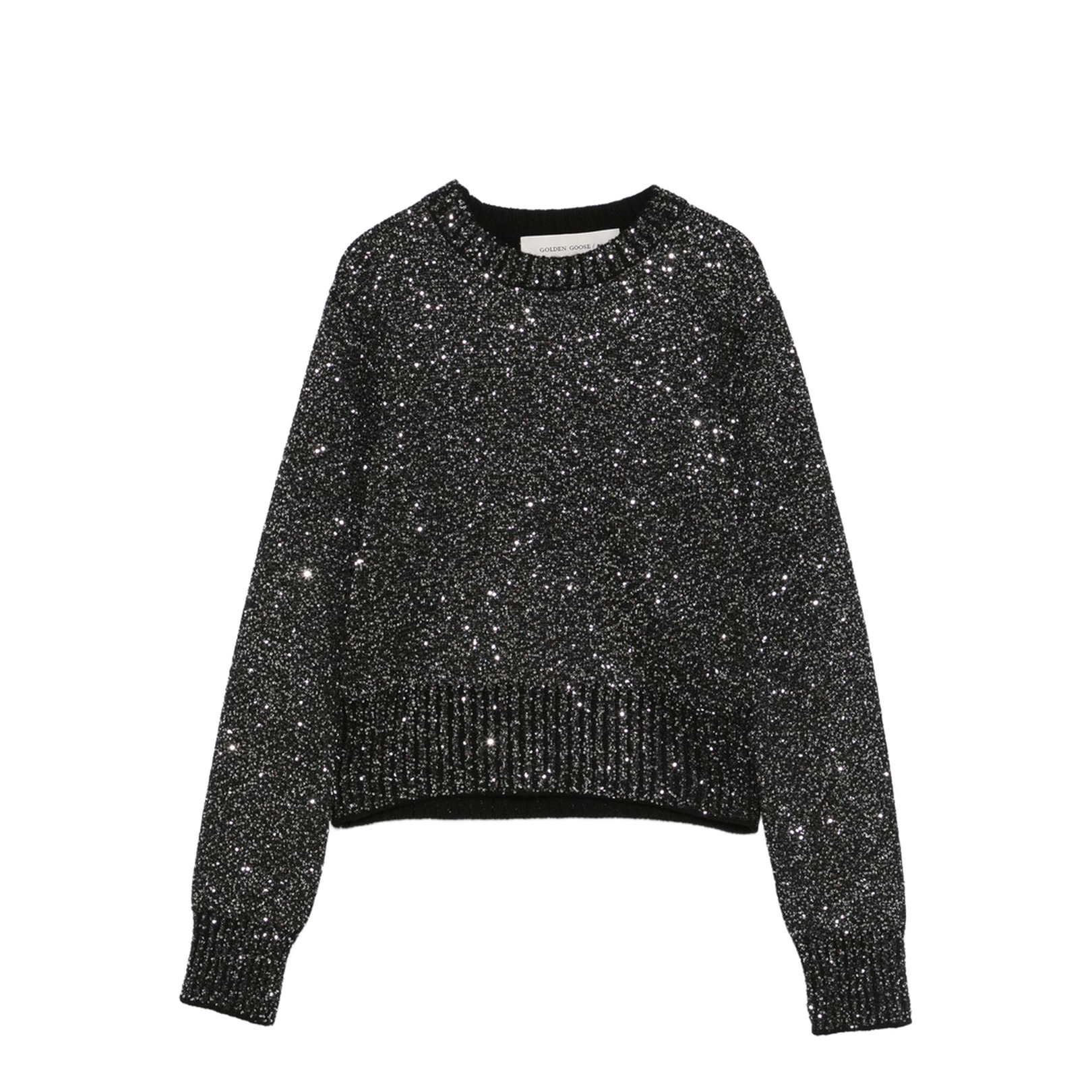 Black Wool Blend Cropped Sweater