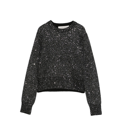 Black Wool Blend Cropped Sweater