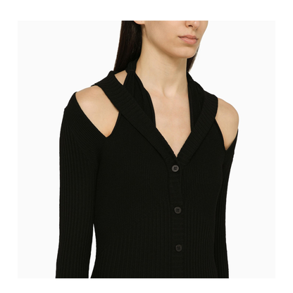 MAYFEYR - Andreādamo - Black Ribbed Mini Dress With Cut Out - ADPS24DR15748169VI0473