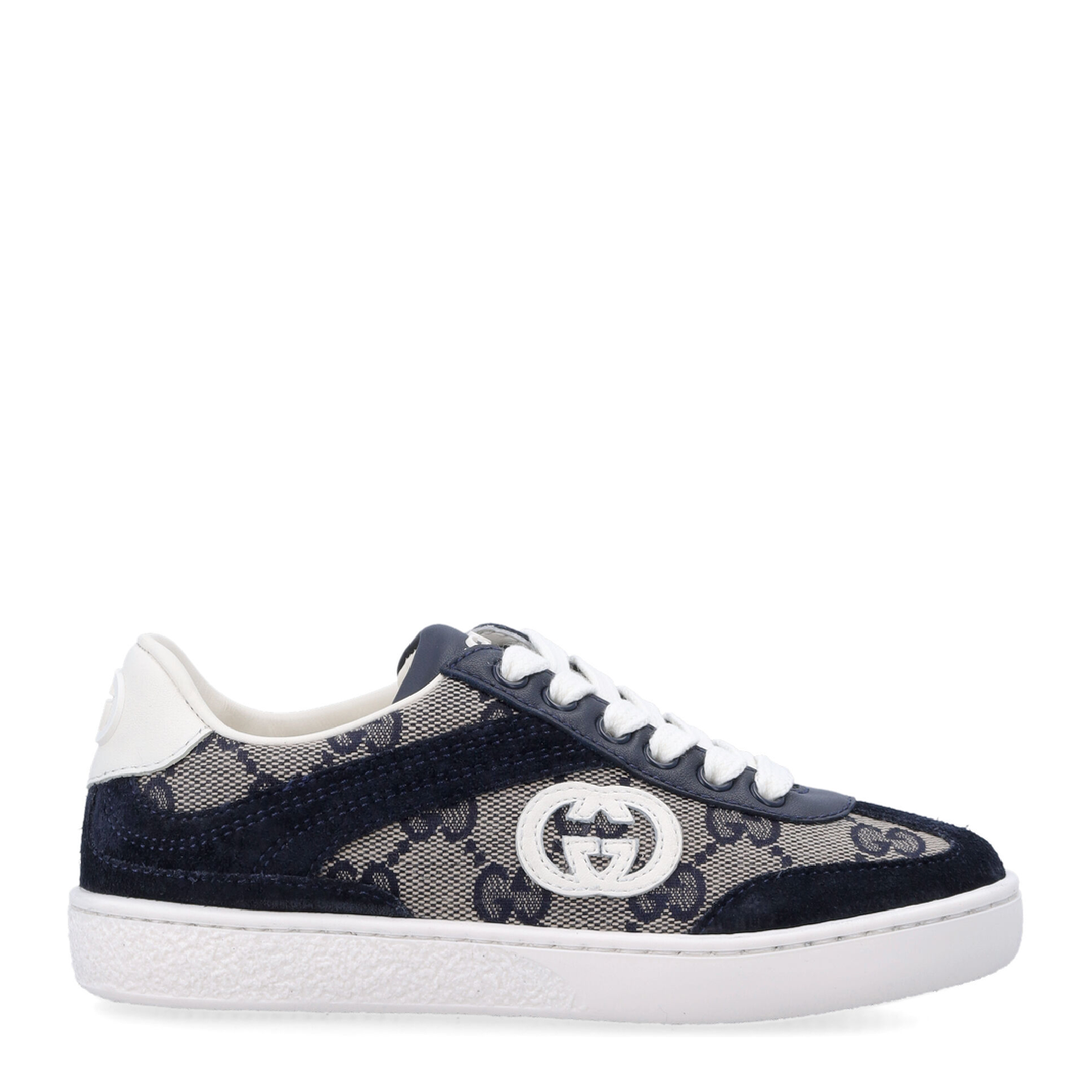 G74 Sneaker in Beige and Blue GG Canvas