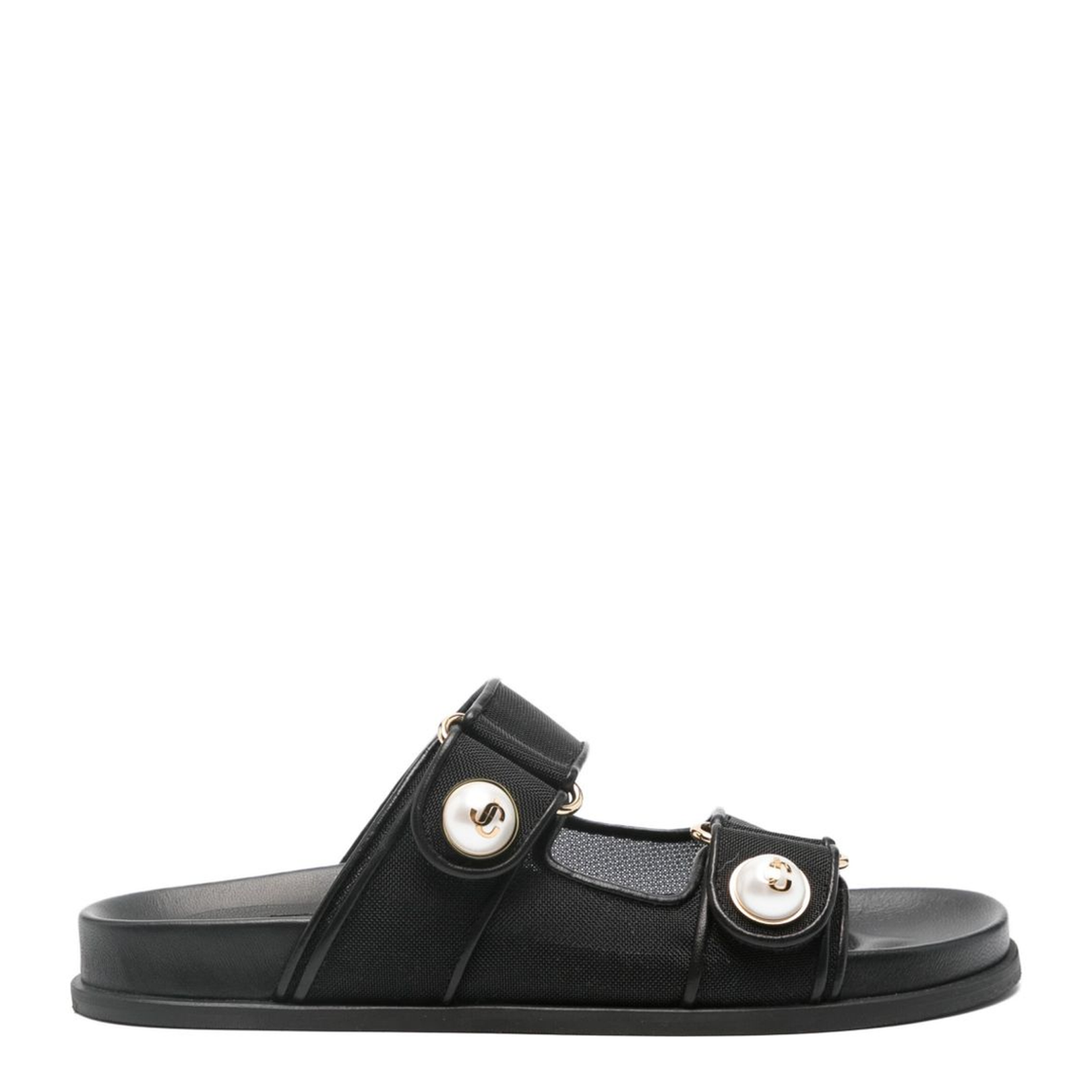 Fayence Sandal Black Mesh and Patent Leather Sandals