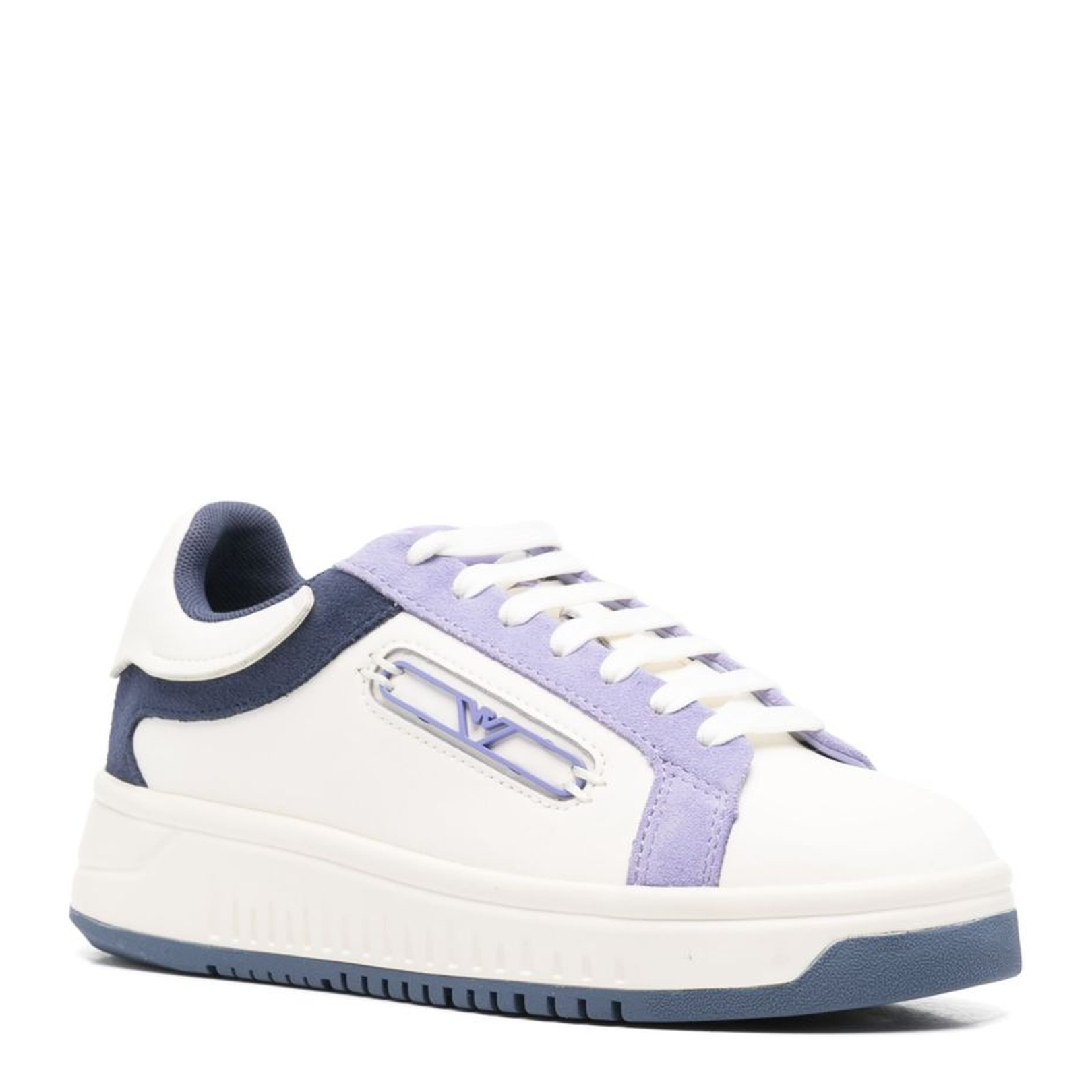 Leather Sneakers with Suede Details and Eagle Plate