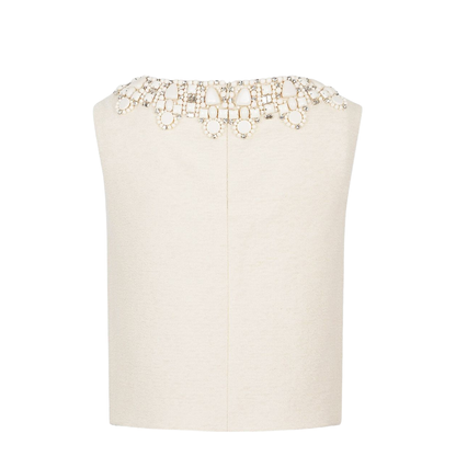 Embroidered Top in Bouclette Natté
