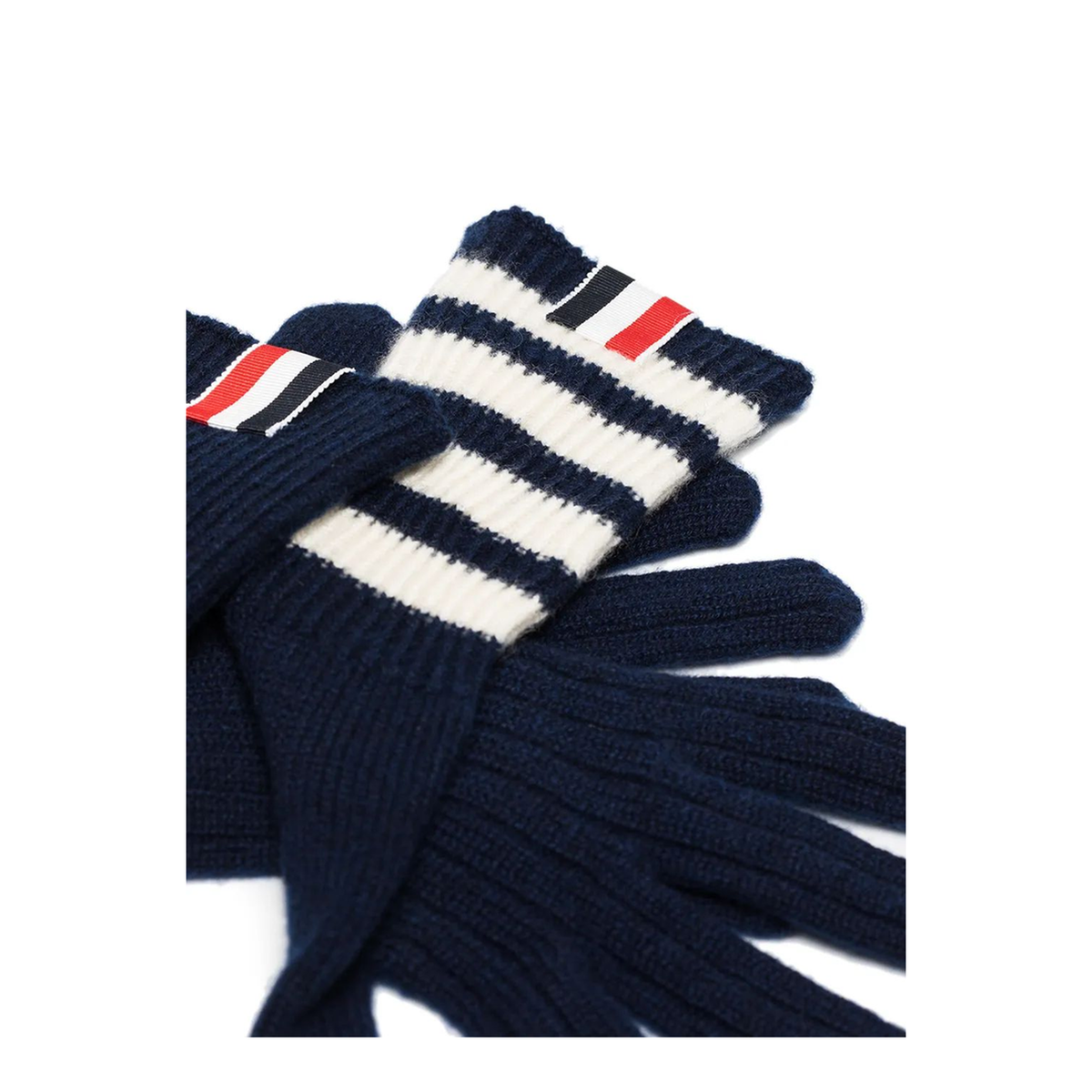 MAYFEYR - Thom Browne - Rib Gloves With 4 Bar Stripe In Cashmere - MKG003A00011415