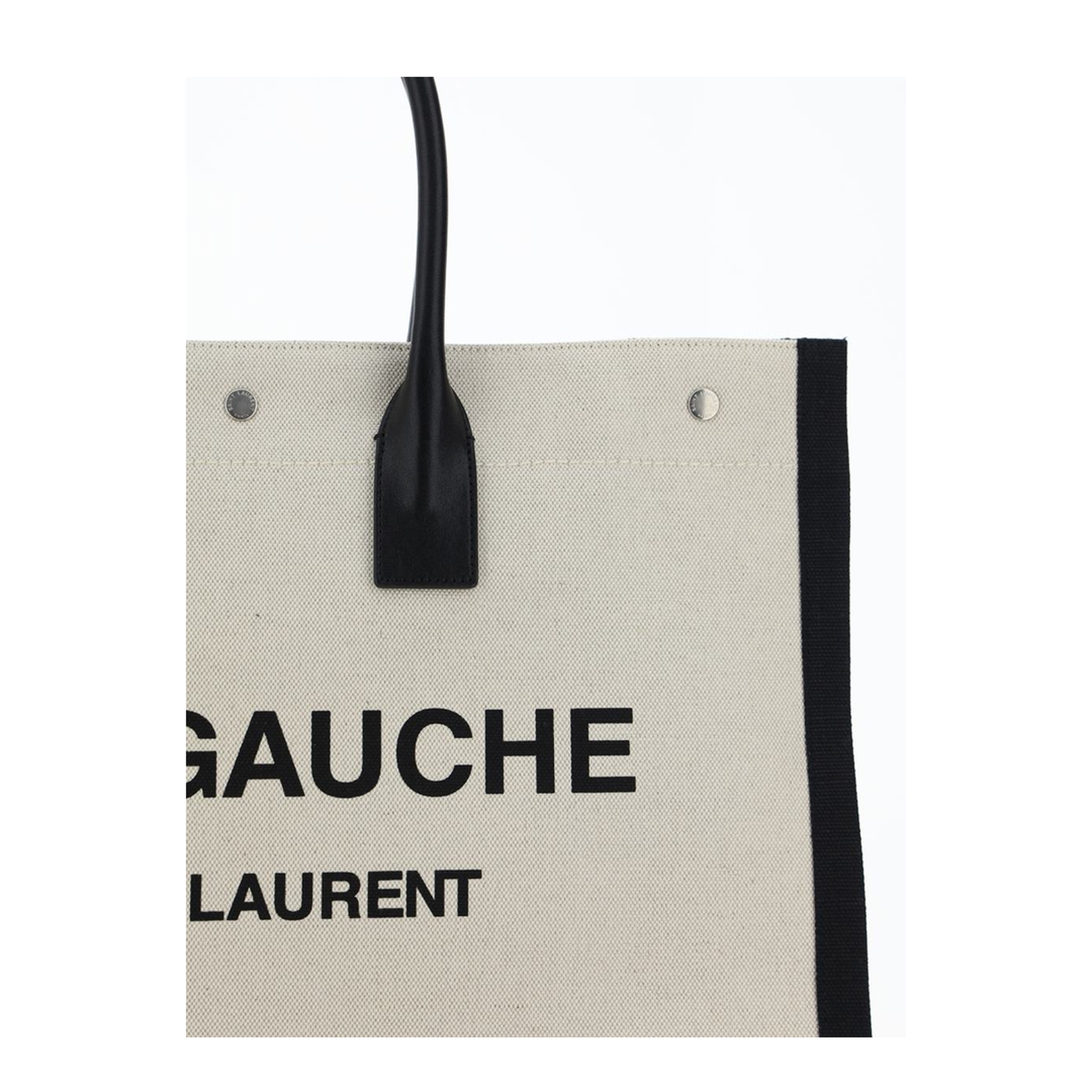 Rive Gauche Large Canvas Tote Bags - White