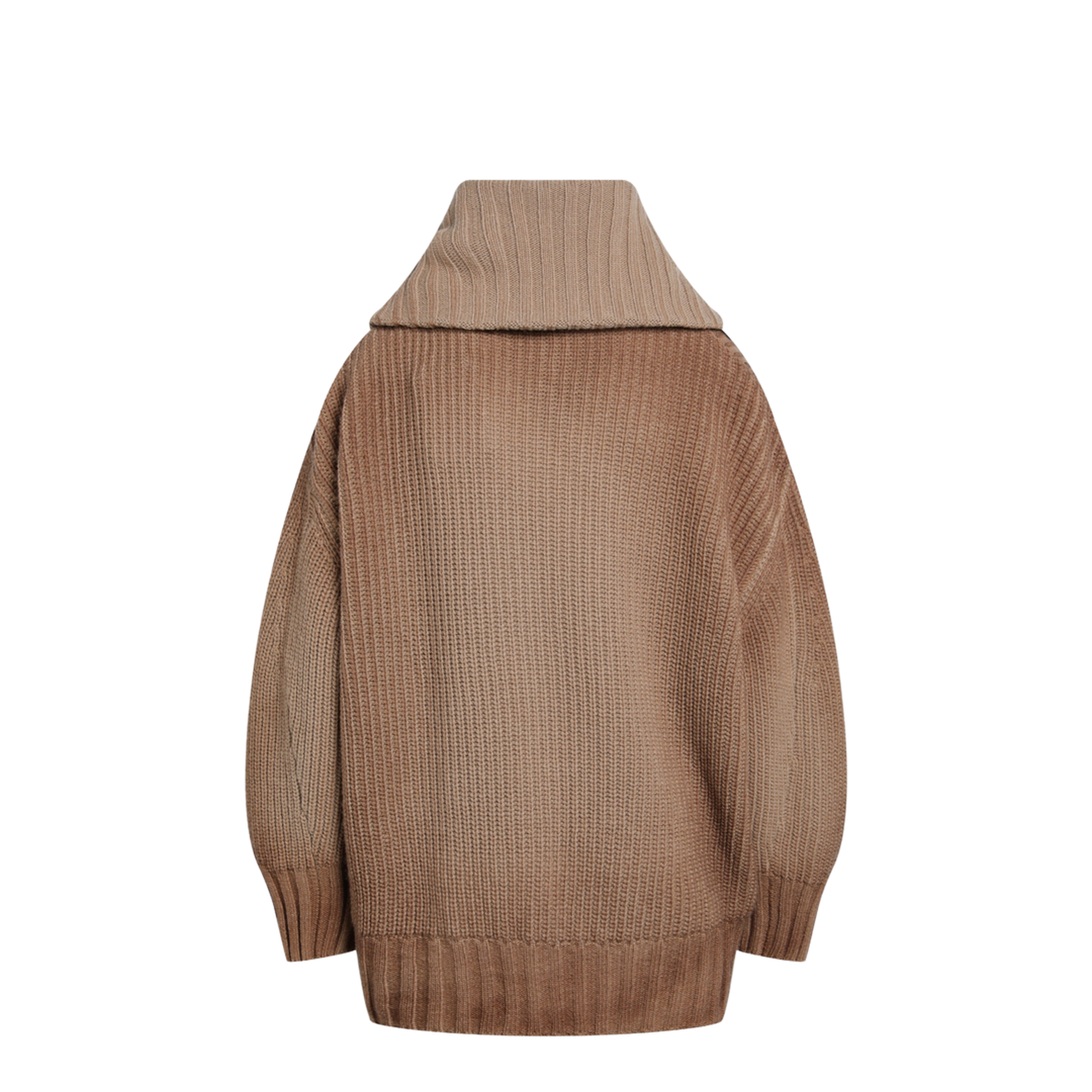 MAYFEYR - The Attico - Camel Wool And Cashmere Sweater With Asymmetric Zip - 261WCK00134KWS011SP046