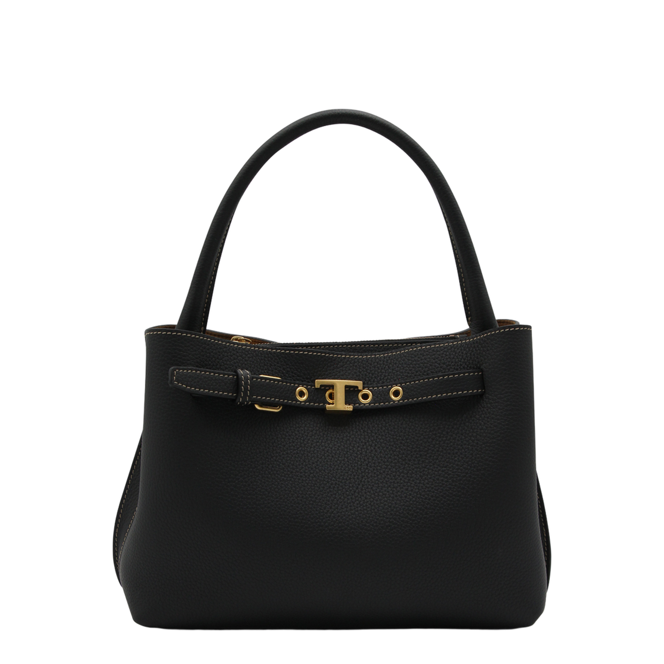 T Timeless Mini Calfskin Leather Top-Handle Bag - Black