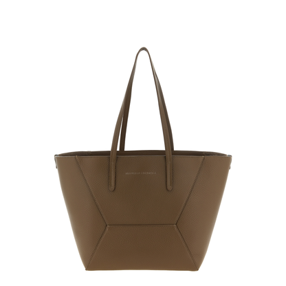 Duo Medium Leather Tote Bag - Brown