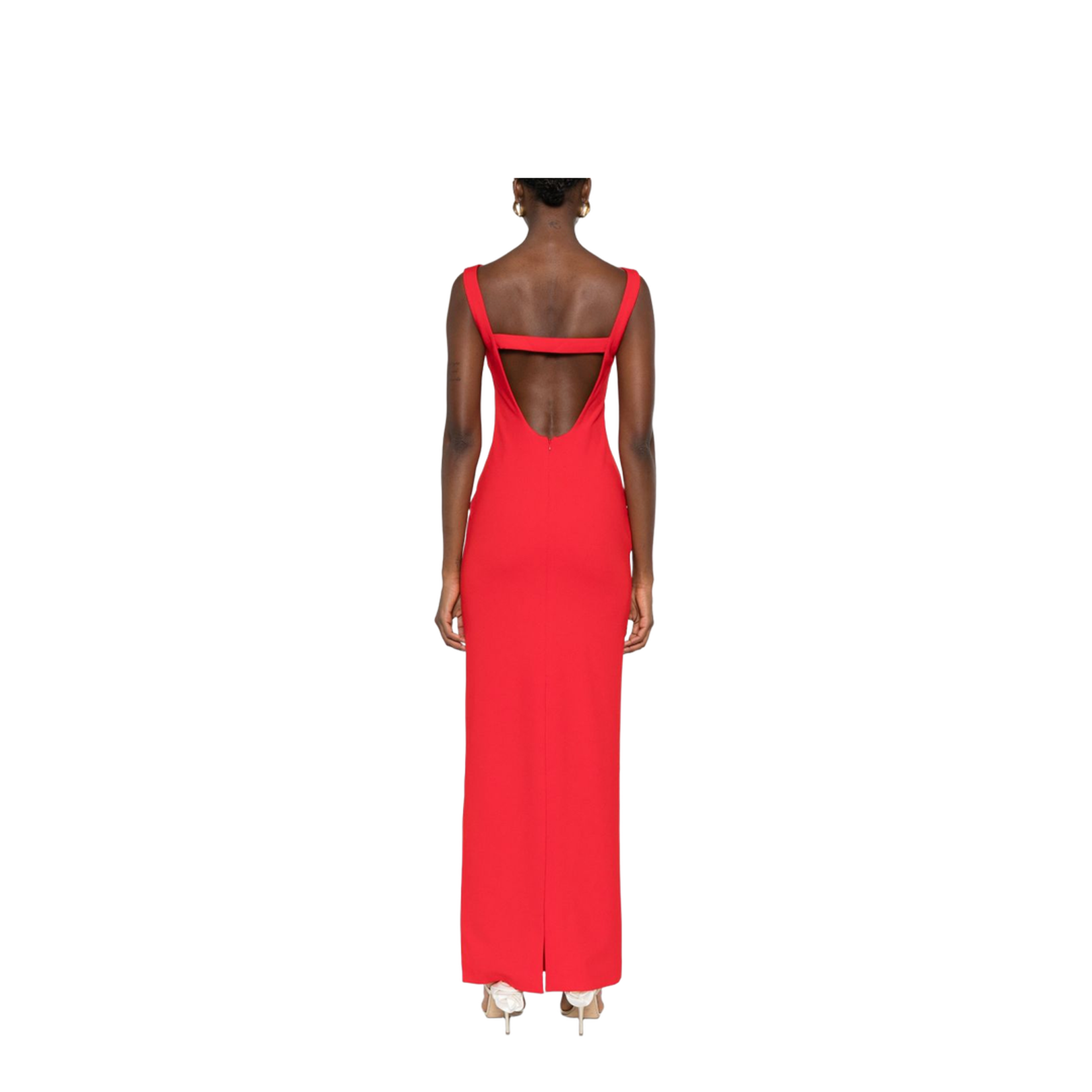Red Boat Neck Sleeveless Maxi Dress