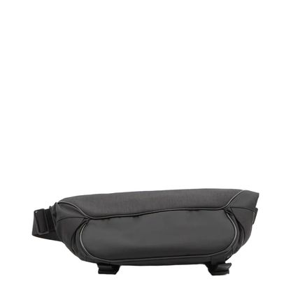 Black Nylon Crossbody Bag with Leather Trims