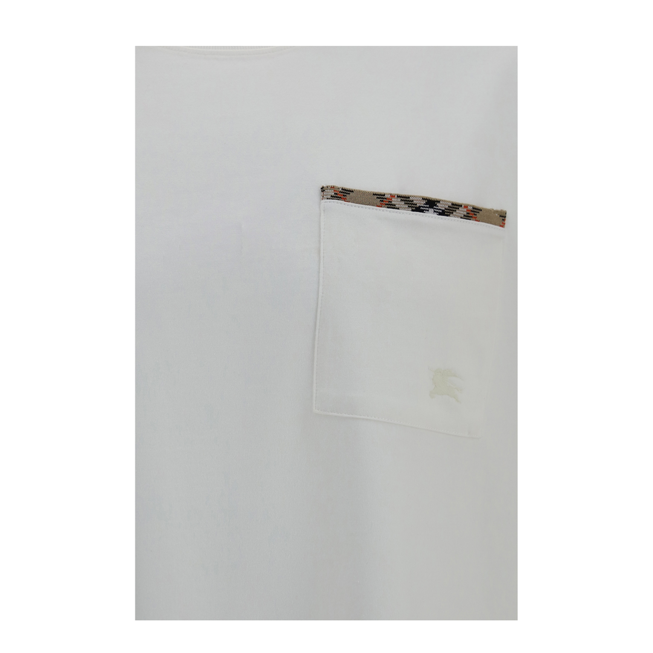 MAYFEYR - Burberry - Cotton T Shirt With Check Trims - 8127629B7078