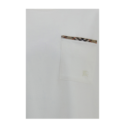 MAYFEYR - Burberry - Cotton T Shirt With Check Trims - 8127629B7078