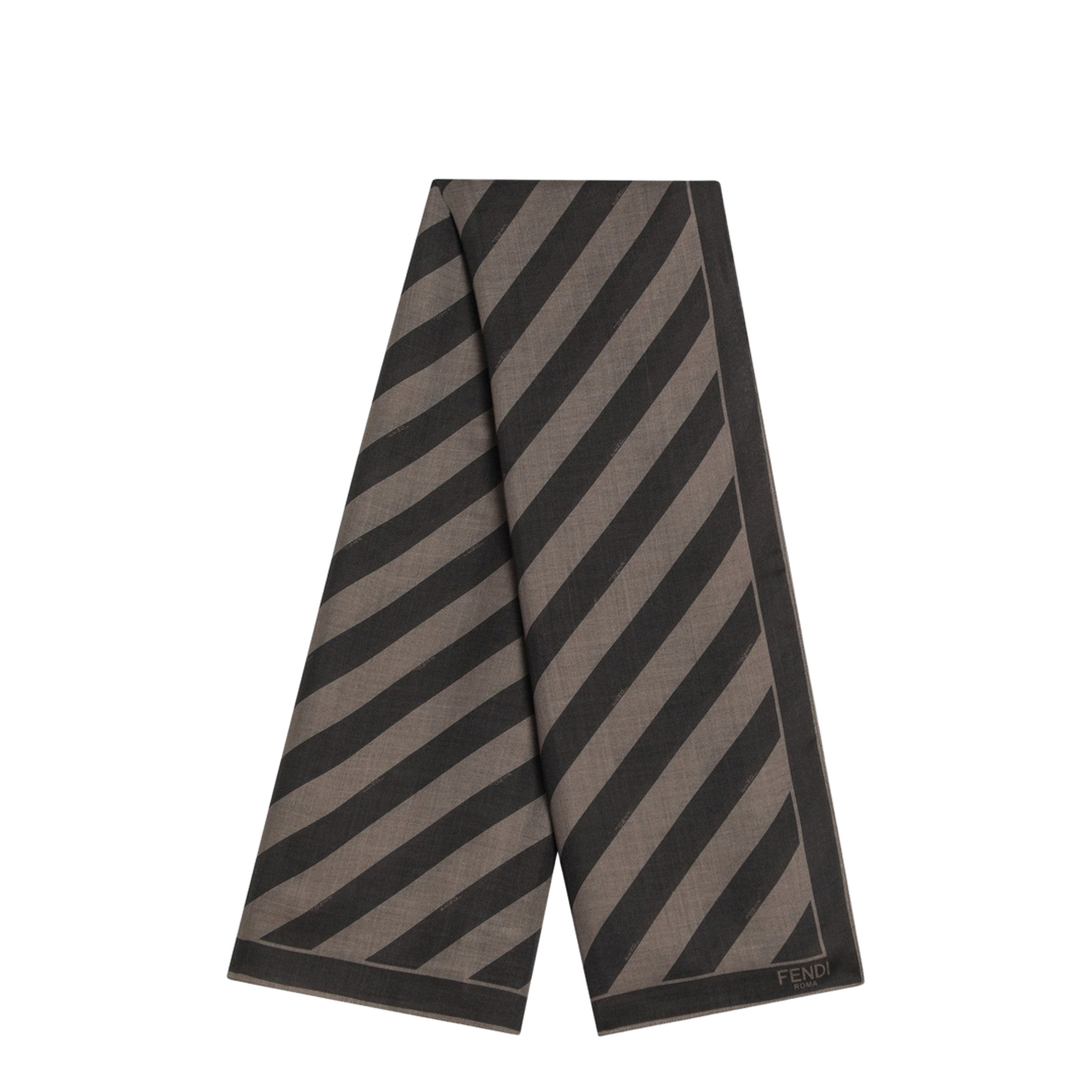 Tobacco Brown Silk Striped Scarf