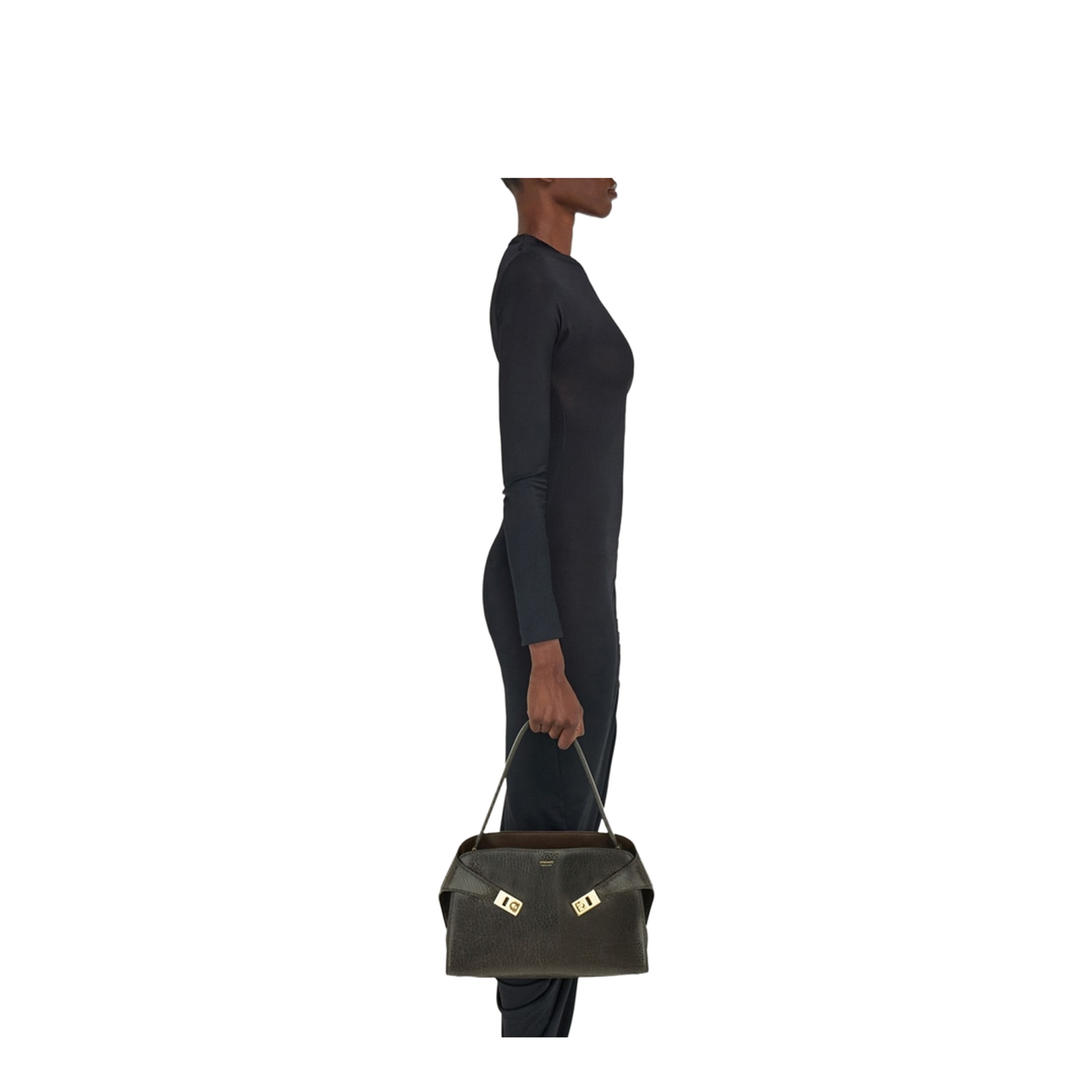 Dark Brown Leather Medium Hug Soft Shoulder Bag
