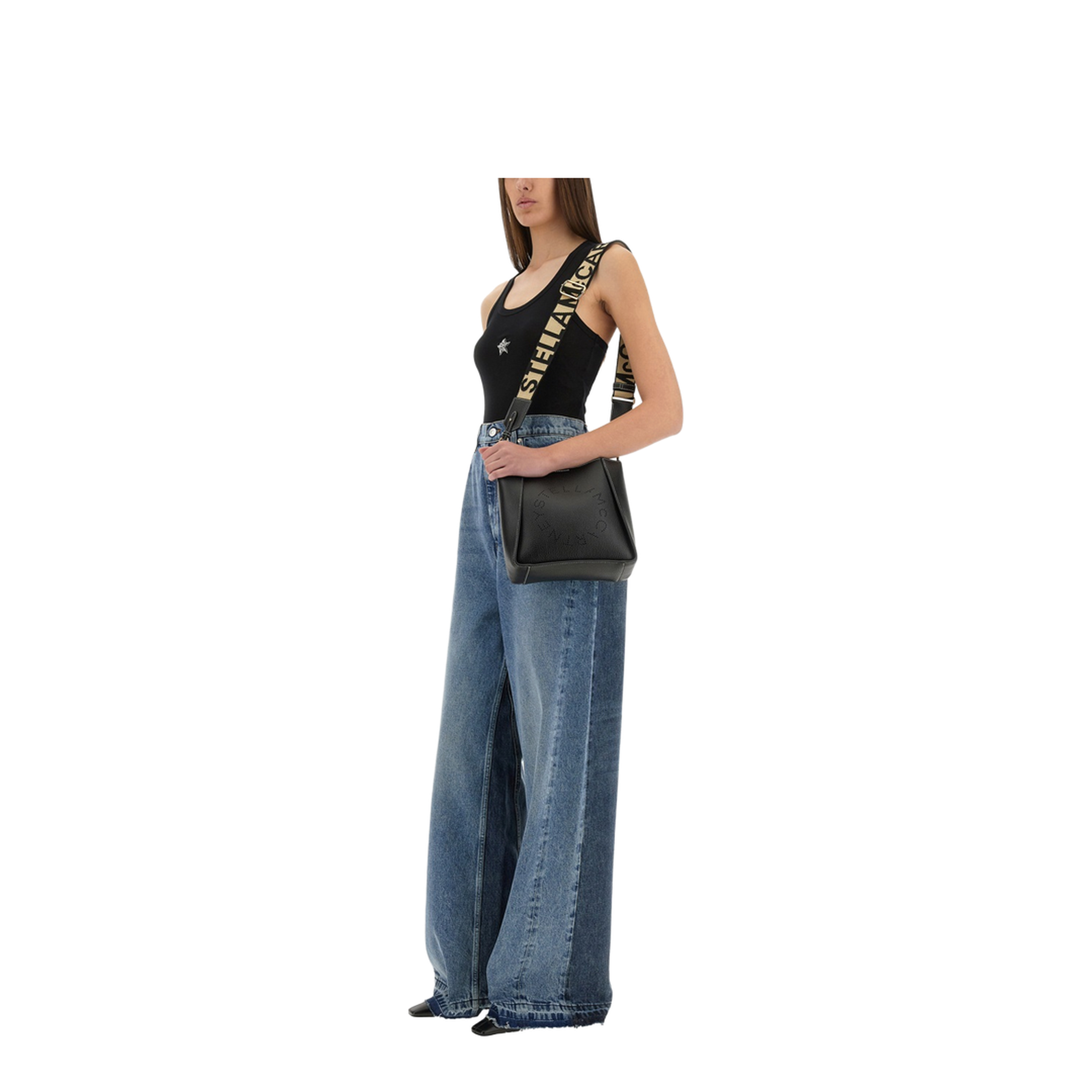 Wide-Leg Jeans with Contrasting Panels