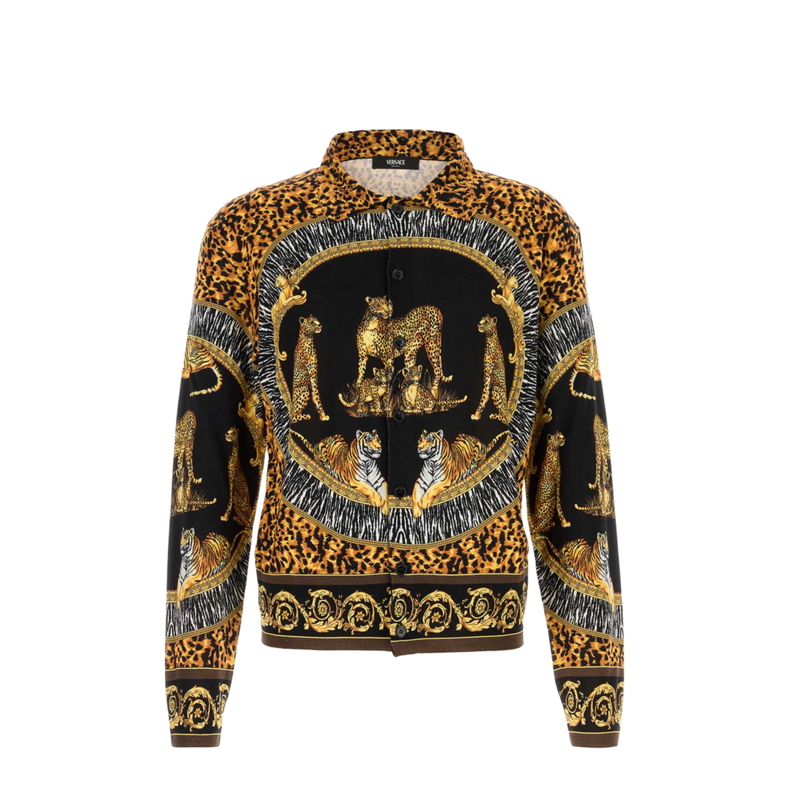 Knit Sweater Wild Cats Printed Silk