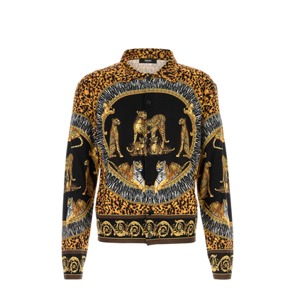 Knit Sweater Wild Cats Printed Silk
