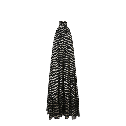 Long Dress in Lamé Tiger Silk - Black / Gold