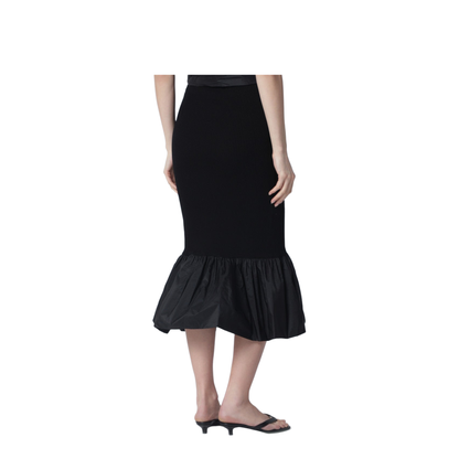 Black Skirt with Faille Ruffle Hem