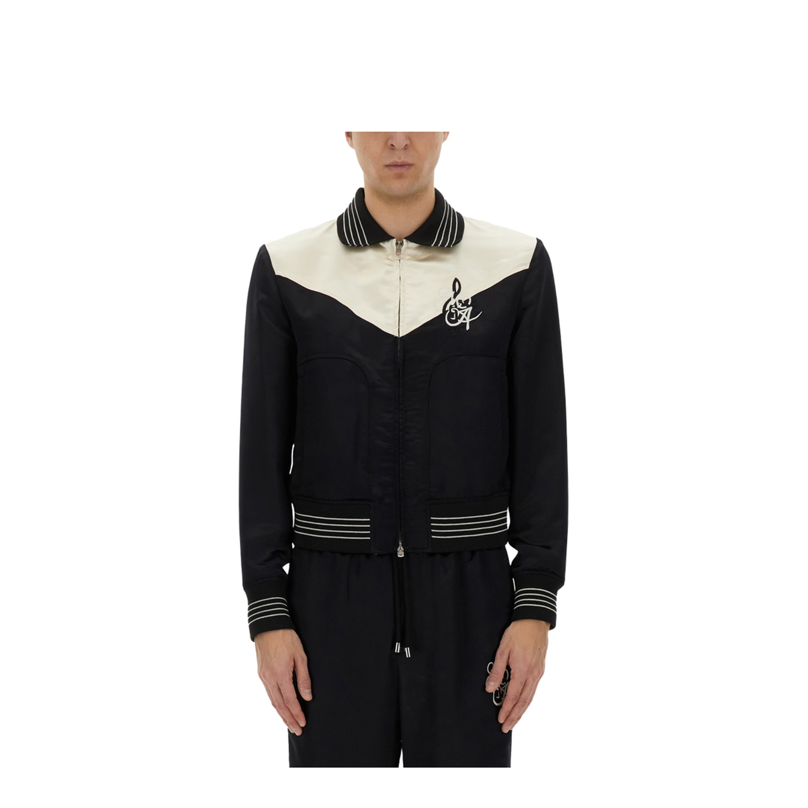 Music Black Polyester Blend Bomber Jacket