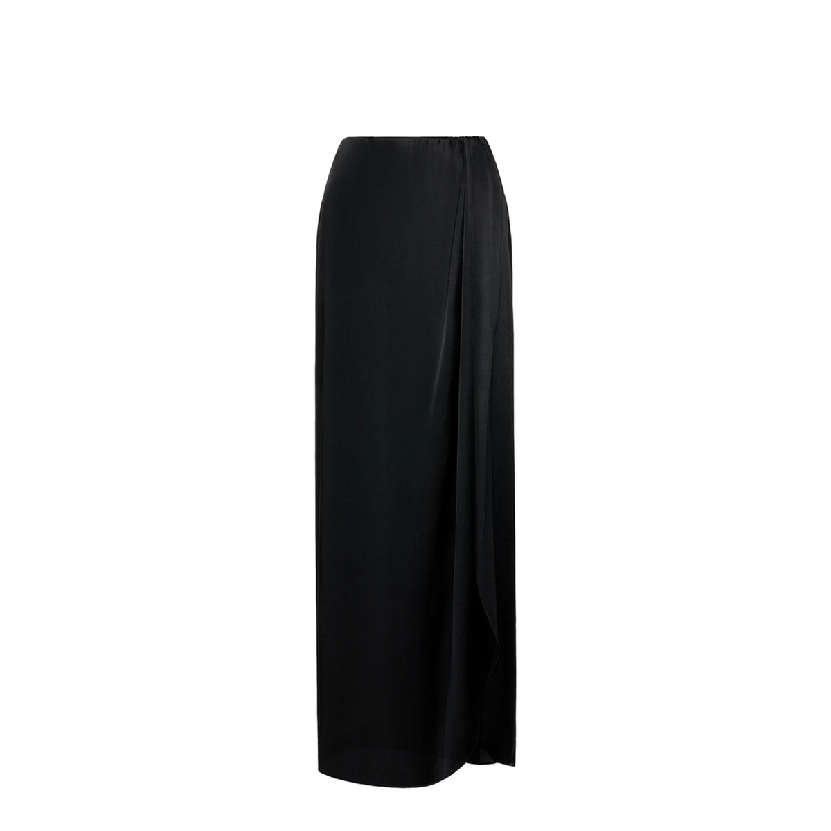 Draped Satin Midi Skirt